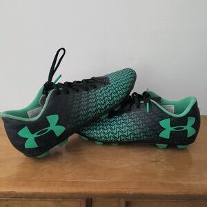 Under Armour Soccer Futbol Cleats Youth Size 5Y Black Green Lace Up 1278846-001